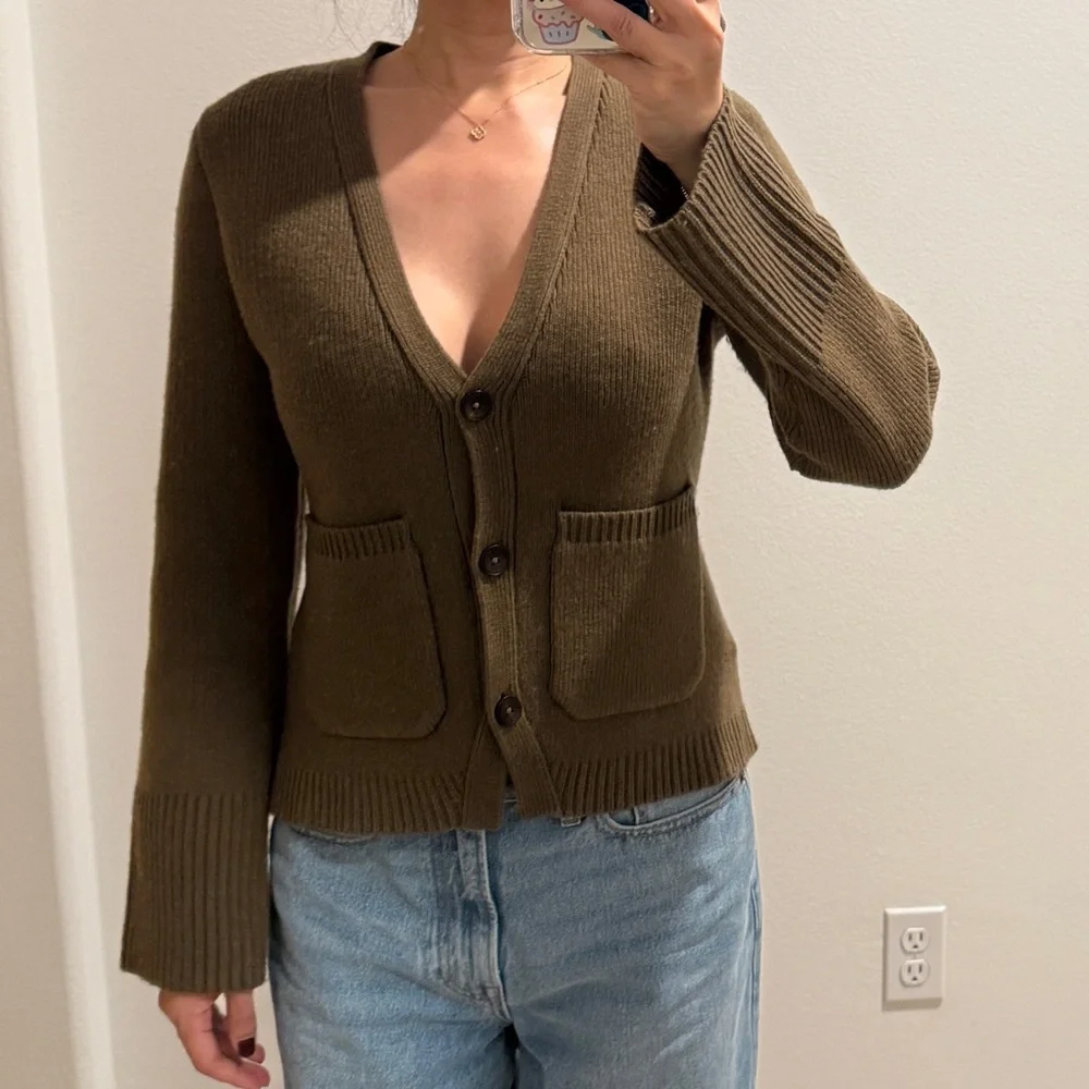 Elegant Olive Cardigan by - Picture 6 of 9